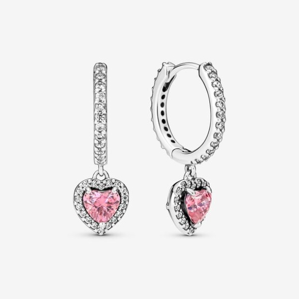 Sparkling Halo Heart Hoop Earrings Pandora CA